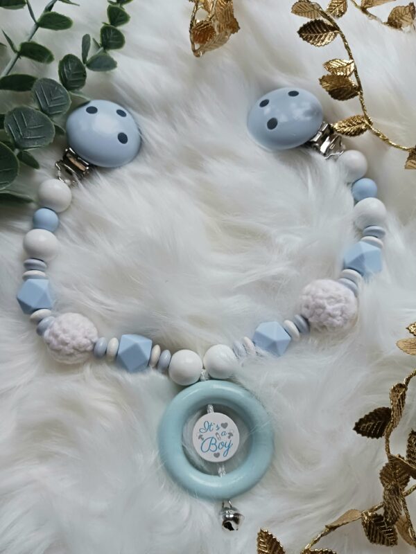 Kinderwagenkette blau, weiß, Boy