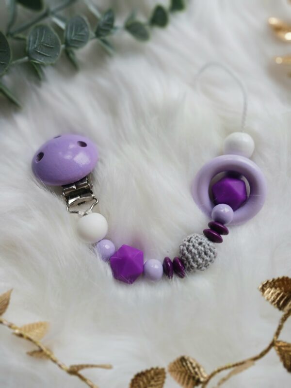 Schnullerkette lila, flieder, Ring